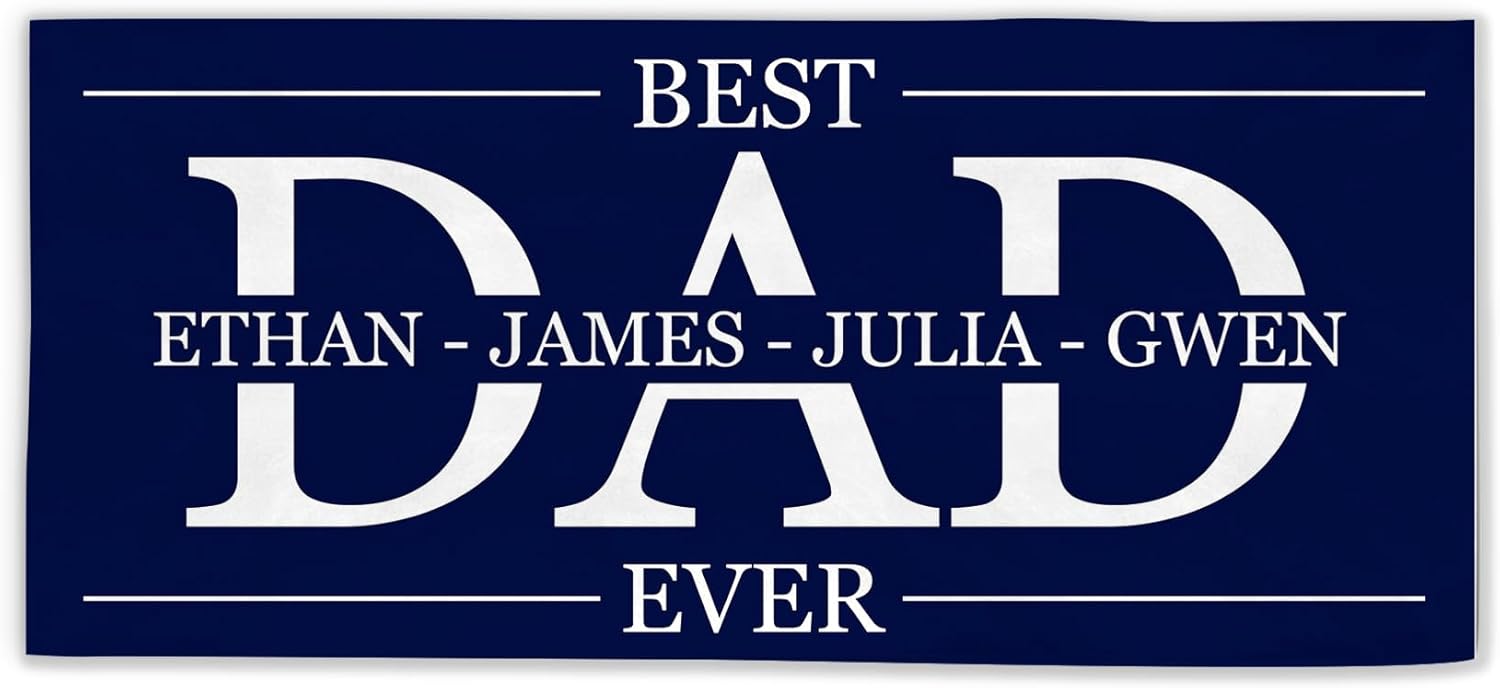 Best Dad Ever Personalized Beach Towels with Your Text, Custom Quick Dry Beach Towels for Adult, Absorbent Sand Free Beach Towel, Lightweight Compact Travel Pool Towel Birthday Gift - Image 2