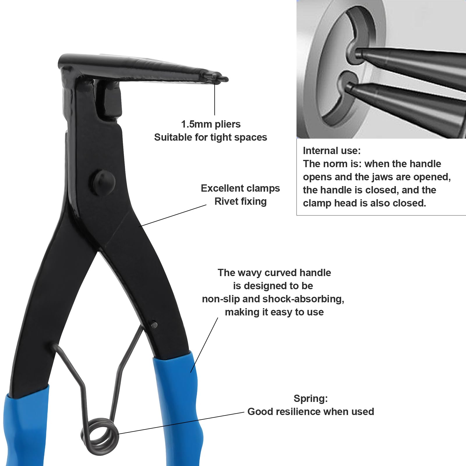 Ensemble de pinces à anneau à encliquetage, pince à long bec de 90 degrés, pince à circlips courbée, pince à circlips à cylindre maître interne, pince à anneau de retenue pour camions, motos,