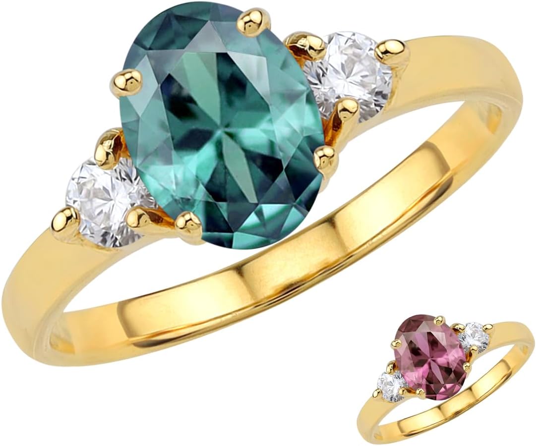 Silvershake Genuine Gemstones White Gold Plated 925 Sterling Silver Promise or Engagement Ring Jewelry for Women