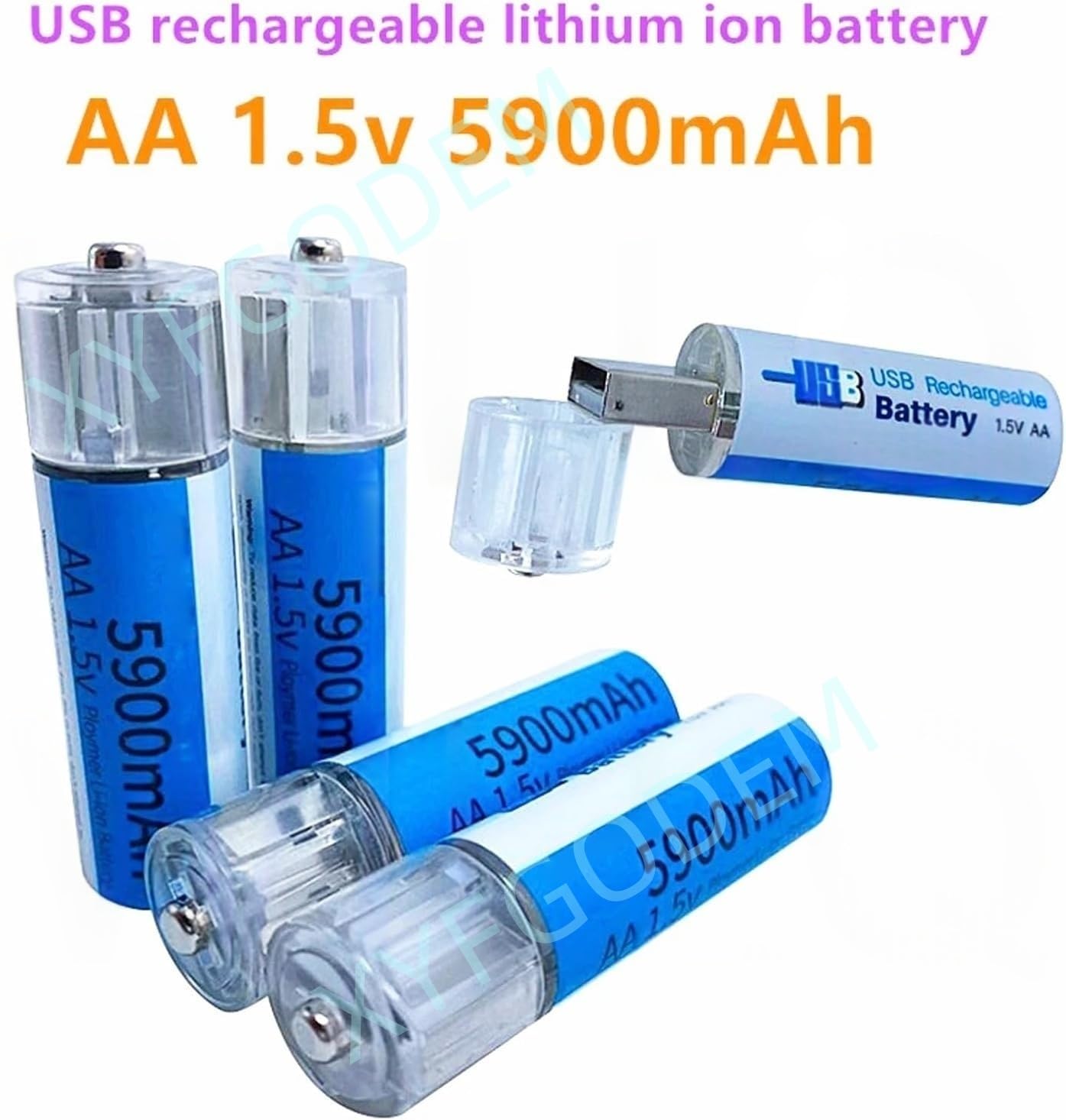 Lot de 4/8 piles AA rechargeables par USB, batteries au lithium 1,5 V, double A, 5 900 mAh avec prise