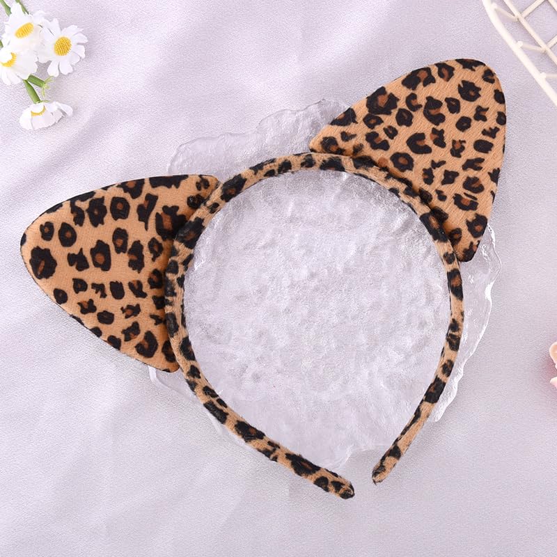 ShiQiao Spl Leopard Cat Ears Headbands for Women Halloween Hair Bands Hoops Womens Cheetah Print Hairband Headpiece Animal Kitty Ear Headband Headwear for Women Halloween Birthday Christmas Gift - Image 5