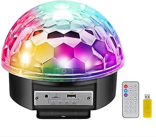 MOSFiATA Disco Lights 9 LED Color 12W Disco Ball Sound Activated Party Lights Bluetooth Speaker,7 Modes Stage Par Light Home Room Parties Christmas Karaoke Bar Show