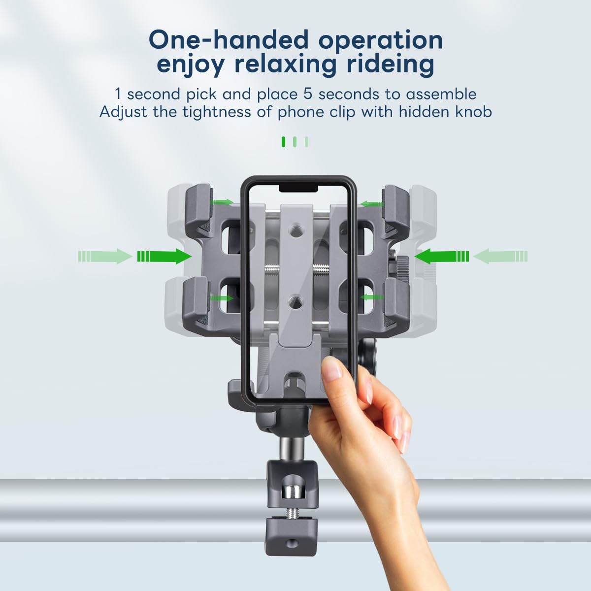 FANAUE - Soporte antirrobo para teléfono con módulo de amortiguación, aleación de aluminio, compatible con brazos dobles de tamaño B de RAM Mounts, adecuado para smartphones de 4,7 a 7 pulgadas