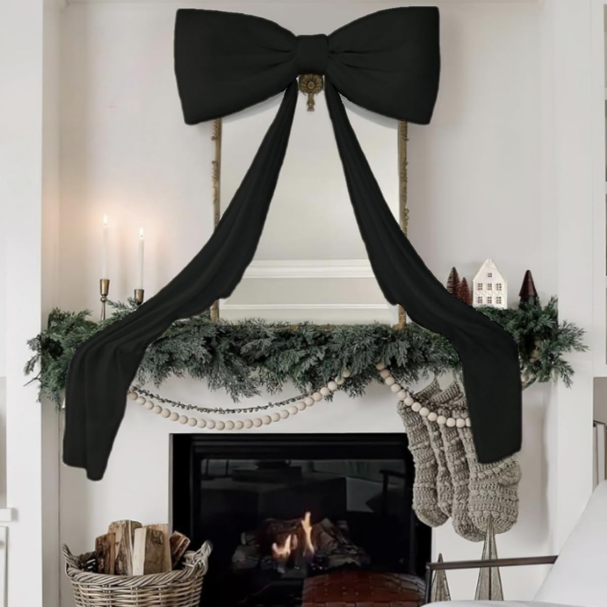 Lazo para árbol de Navidad de 180 cm Largo, Suave y Decorativo. Ideal para Decorar árboles Navidad, Cortinas, Paredes, Puertas, Bodas y Fiestas, champán