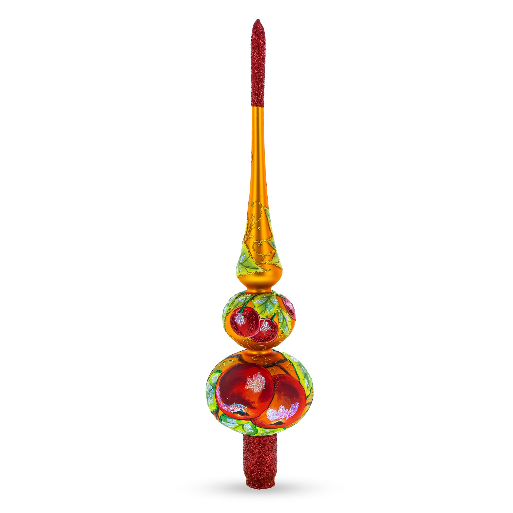 BestPysanky Cimier de sapin de Noël en verre Motif pêches 31 cm
