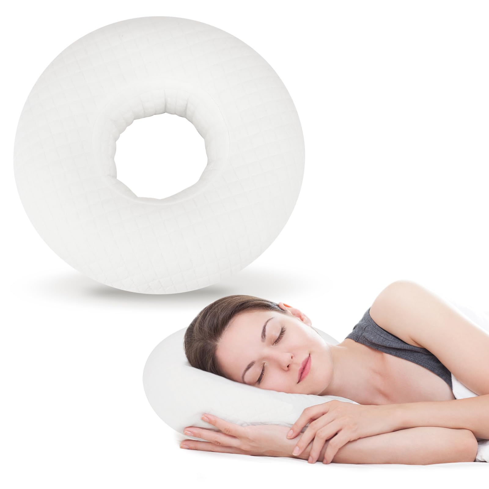 RoamReady Ear Piercing Pillow for Side Sleepers Ear Pillows with Holes for Pain Earring Inflammation Pressure Sores