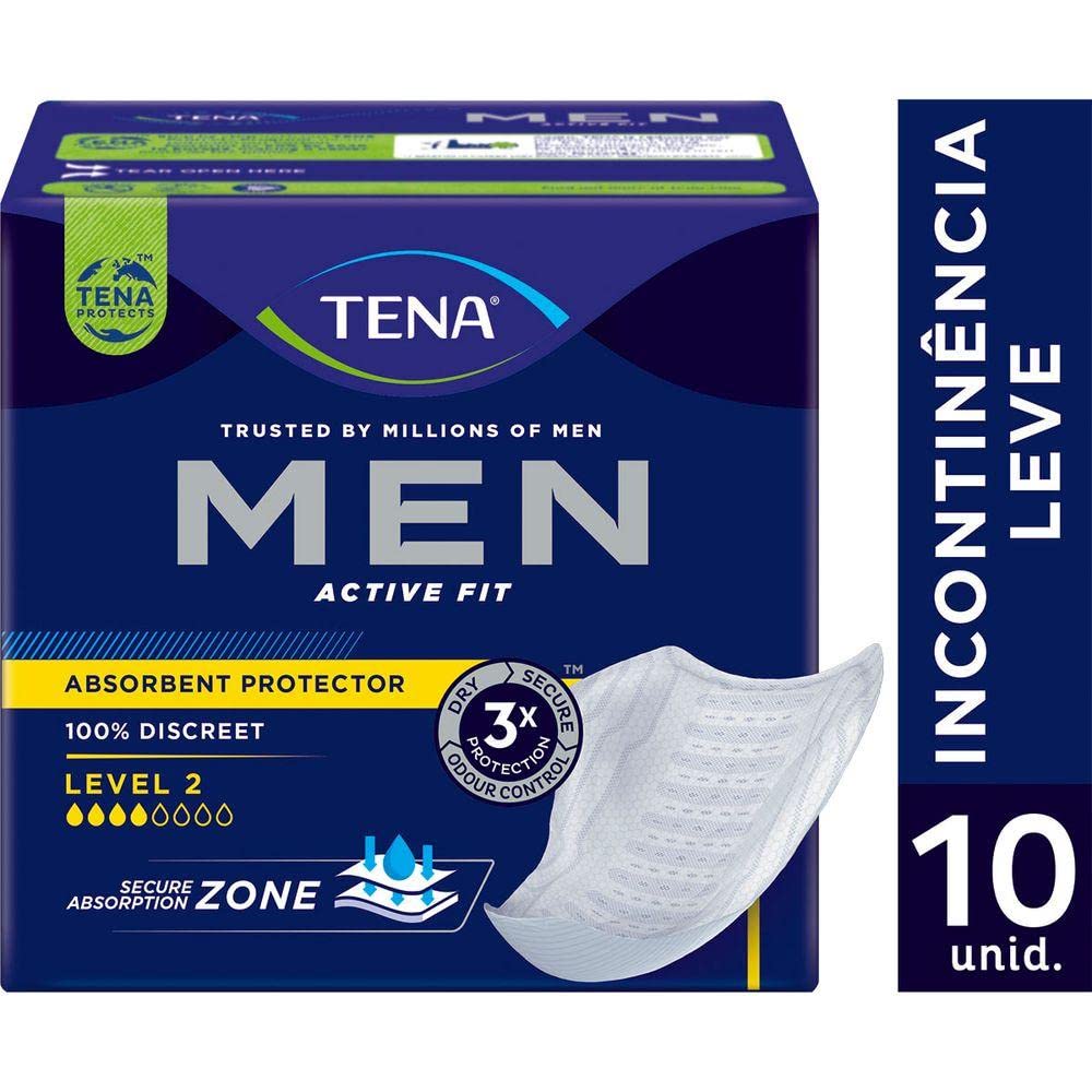 TENA Men Level 2 para insuficiencia urinaria leve a moderada, 10 compresas, 2 unidades (2 x 10 unidades)