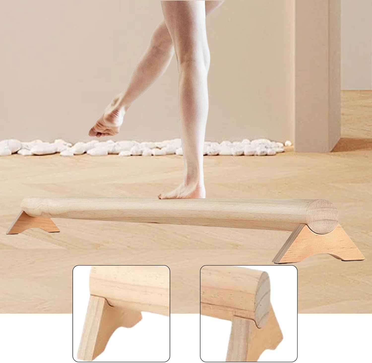 Gymnastics Balance Beam 1m (3.3ft) Solid Wood Floor Training Equipment for Home & Professional Use