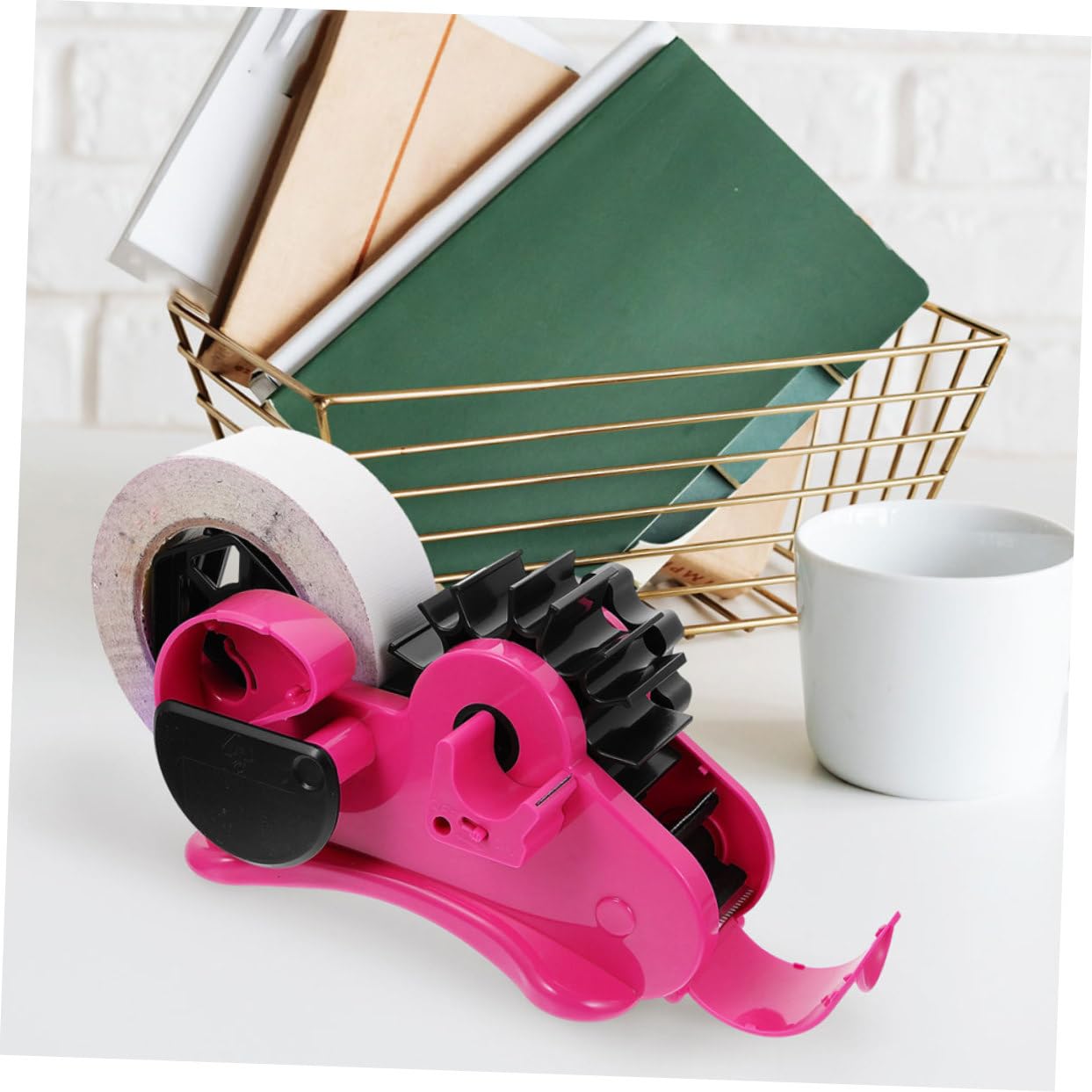Uonlytech 2 Pezzi Distributore Nastro Adesivo Semi con Taglierina per Nastro Termico per Strumento per Ufficio Scuola e Casa