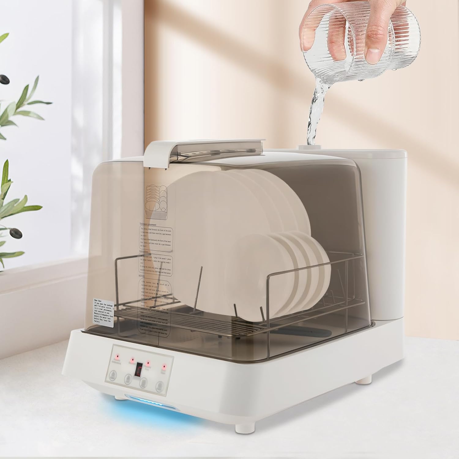 Portable Mini Dishwasher, Countertop Dishwasher, Transparent Design, with 360° Rotating Nozzle and Multiple Cleaning Modes, Automatic Dishwashing, for Apartments, Dormitories, and RVs