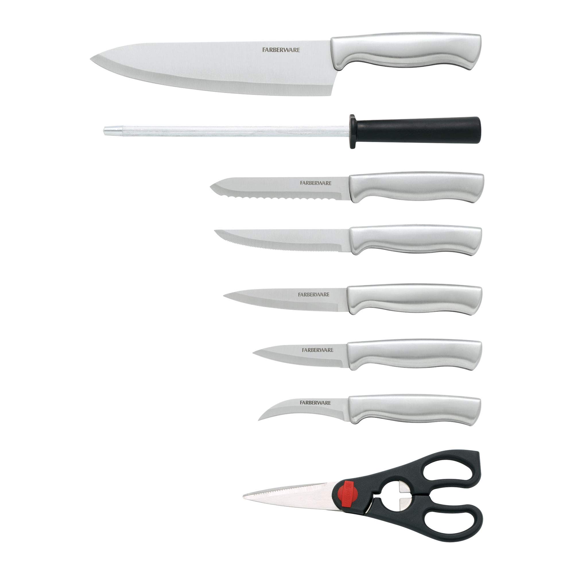Farberware Fine Edge High-Carbon Stainless Steel Knife Block Set, 12-Piece, Black