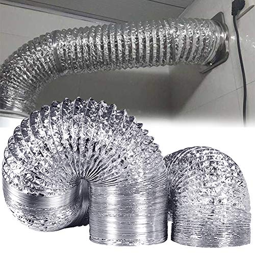 Preisvergleich Produktbild Aluminiumfolien-Rohrschlauch, Gewächshaus-Zelt, Raumbelüftung, Kühlsystem, Lufteinlass, Helix-Rohr-Abluftfilter, flexibler Wäschetrockner, Lüftungsschläuche mit 2 Spannklemmen