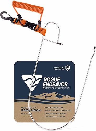 Miniatura 2 de Rogue Endeavor Clip de pescado, grande, construcción inoxidable, cordón de núcleo de acero de liberación rápida de 36 pulgadas, diseñado para pesca