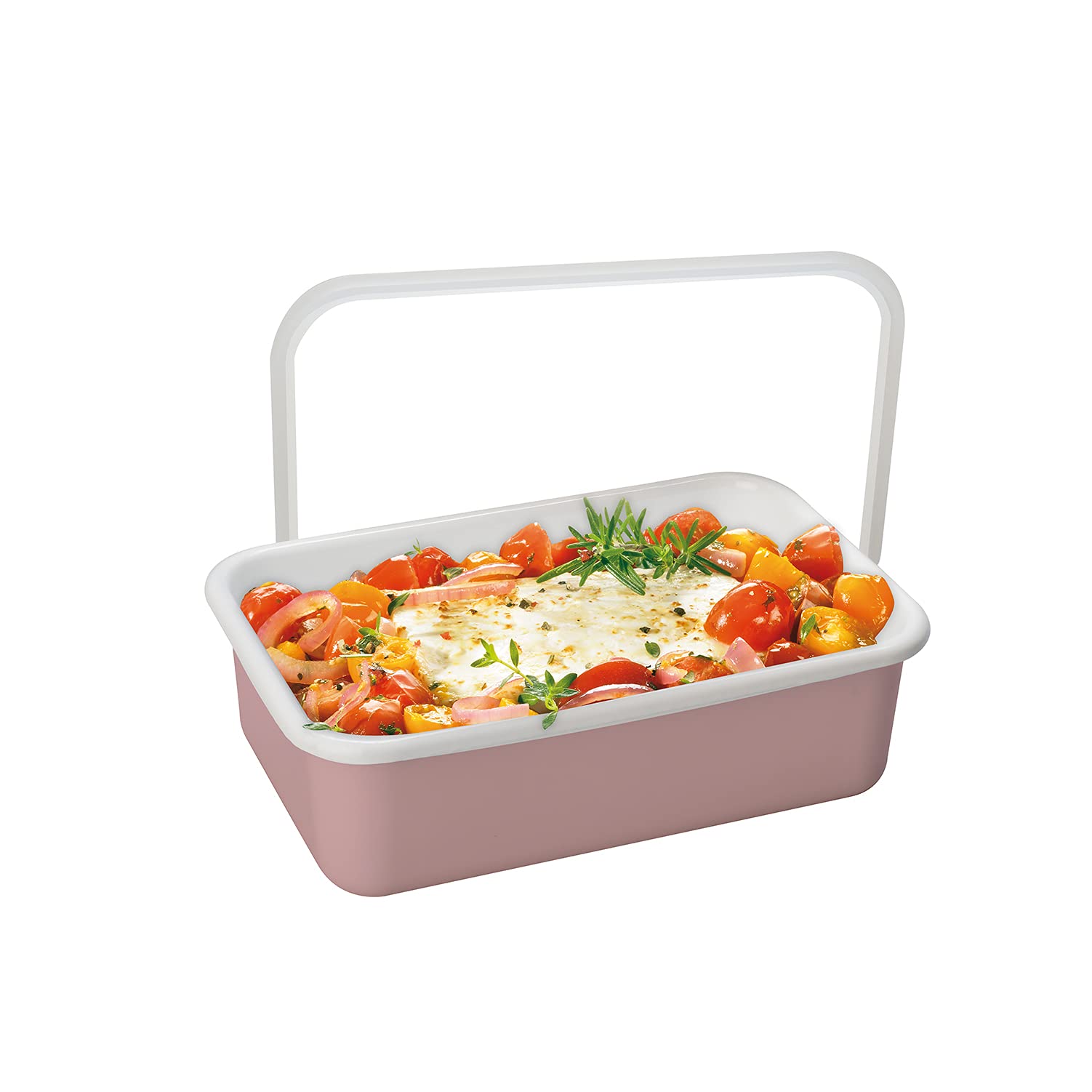 Honey Ware Color Line Enamel Food Storage Container, Pink M Flat, 0.74 L
