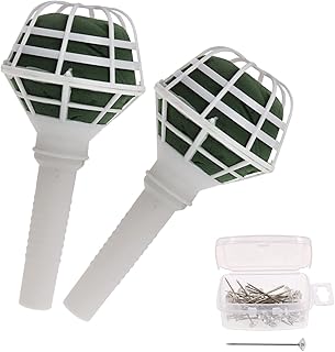 Patty Both 2 Pcs Bride Wedding Handle Foam Flower Rack, Wedding Bouquet Artificial Flowers, with 50 Pcs Plastic Diamond Pin.