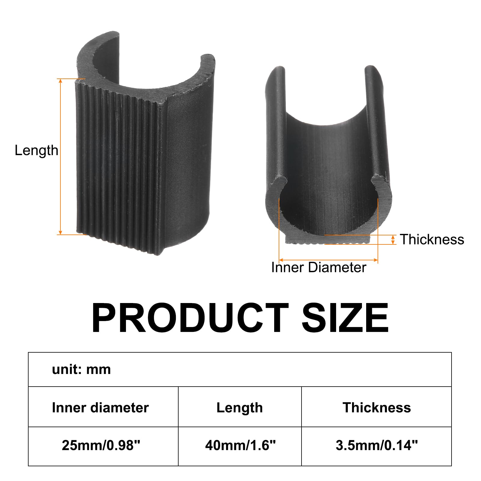 uxcell 20 Pcs Chair Foot O Shaped Floor Glides, 40mm Plastic Chair Leg Caps, Non-Slip Chair Foot Pads for Chair Leg Black - Image 2