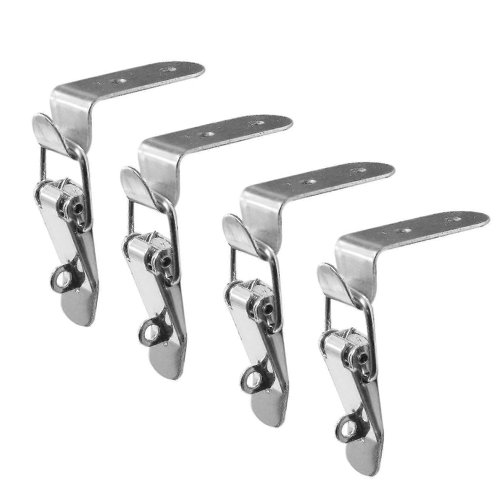 Joyhappst Image Color 4Pcs 90 Degrees Duck-Mouth Buckle Hook Lock Stainless Steel Spring Loaded Draw Toggle Latch Clamp Clip Silver Hasp Latch Catch Clasp