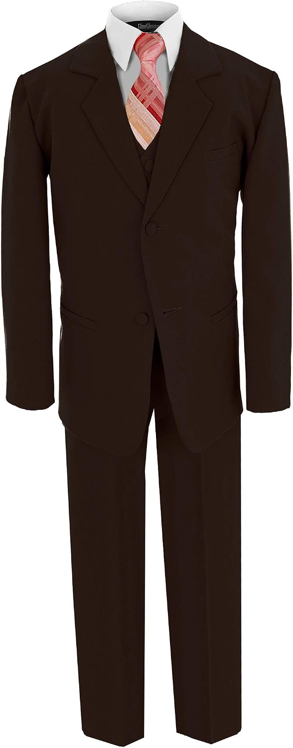 Gino Giovanni Formal Boy Brown Suit with Pink Tie from Baby to Toddler