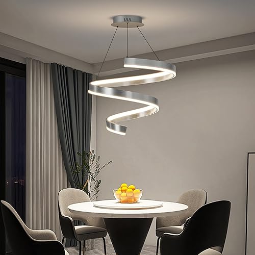 Miniatura 6 de Mikeru Lámpara LED moderna de 4 anillos, lámpara colgante de techo con control remoto 3000 K-6500 K, luz de temperatura de color ajustable para sala