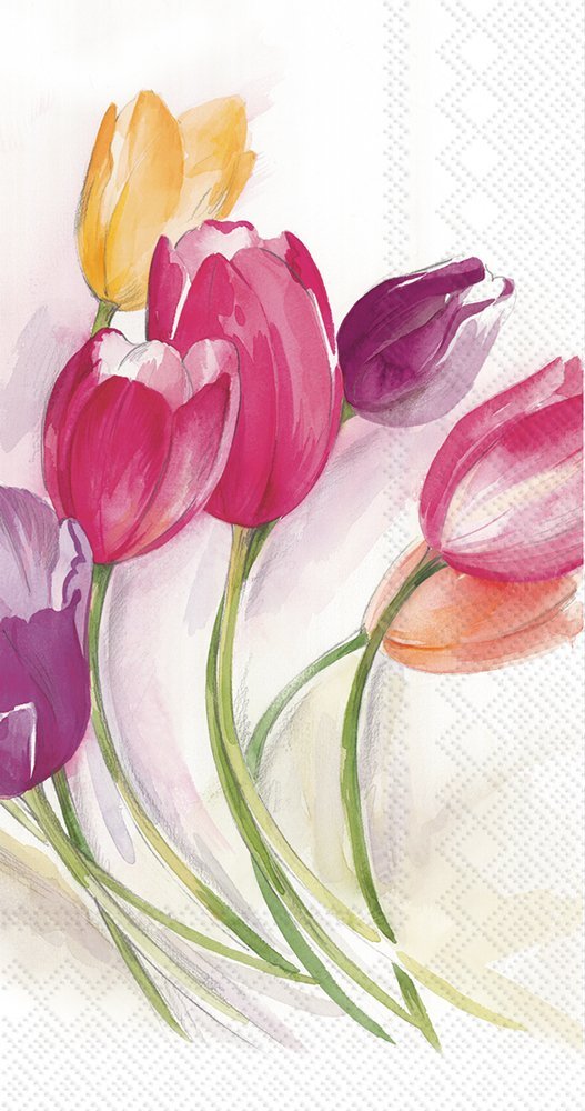 Boston International BF768200 IHR 3-Ply Paper Guest Towels/Banquet Napkins, Tulip Season