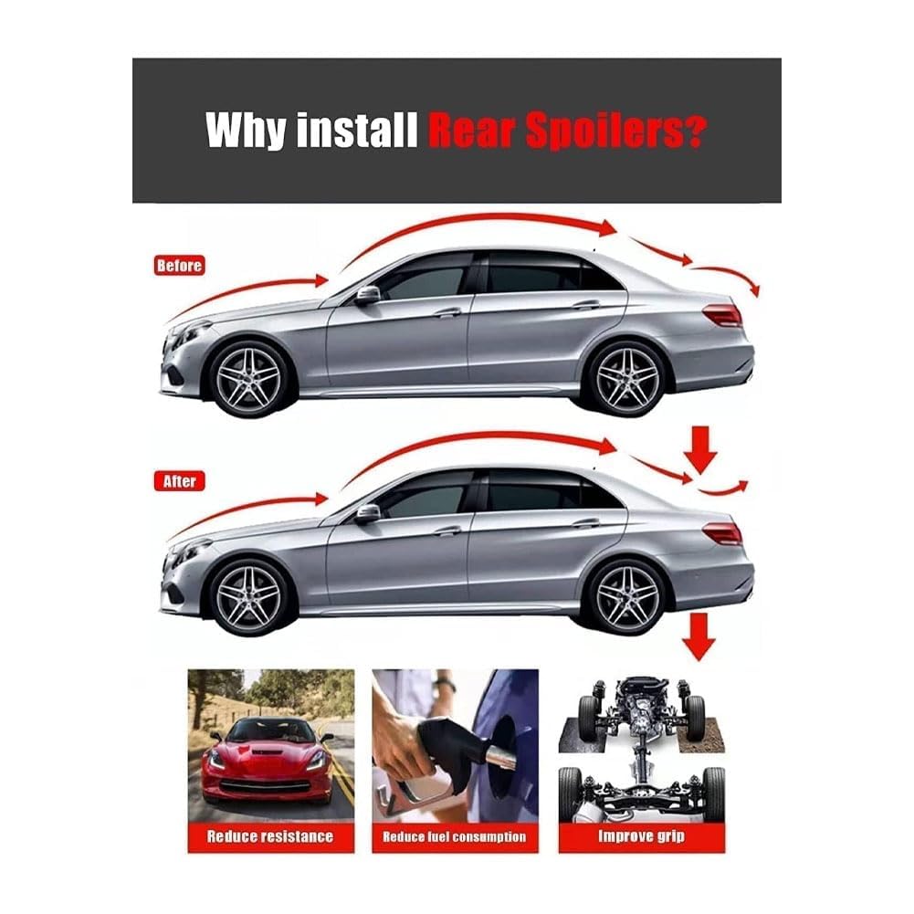 Heckflügel Spoiler für Skoda Octavia 2007 2008 2009 2010 2011 2012 2013 2014 2015 2016 2017 2018 2019,Auto Heckflügel Spoiler Außen Teile,Universal Auto Spoiler,Tuning Zubehör,B-Black