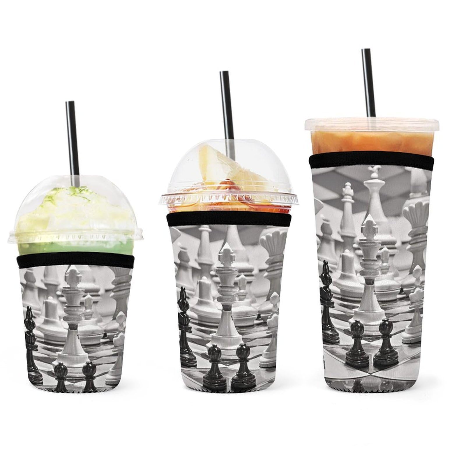Fundas aislantes para bebidas frías con diseño de ajedrez para el café helado en la oficina