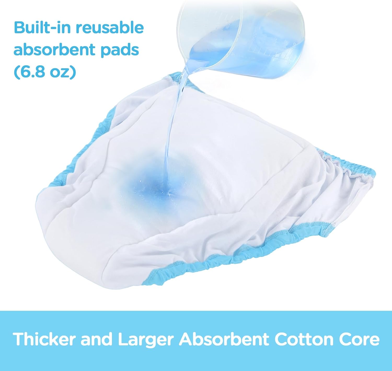 Littleforbig Soft Silky Underwear Comfortable Washable Reusable Adult Training Pants - Little Trunks M Blue - Image 4