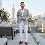 Men's Slim Fit One Button Suit Blazer Jacket Lightweight Sport Jacket Coat for Wedding, Business, Party