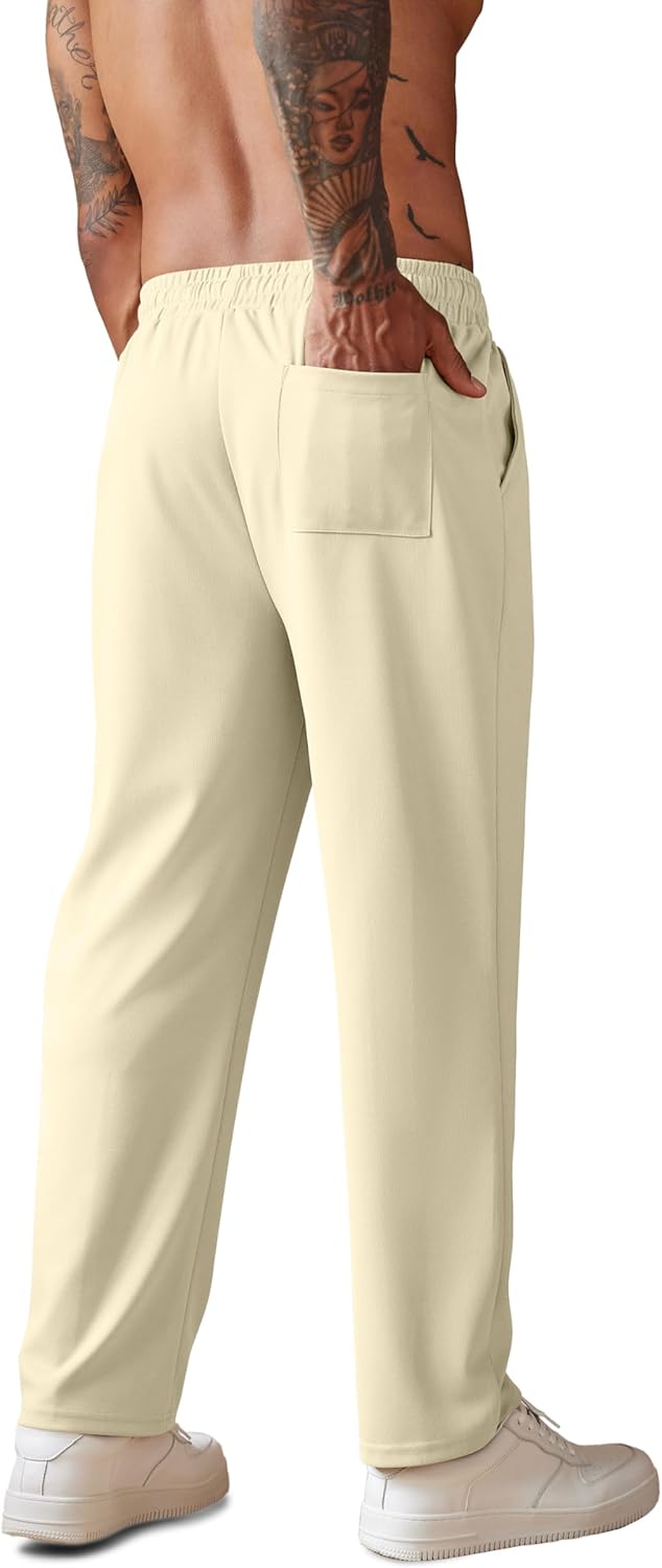 COOFANDY Men's Knit Sweatpants Lightweight Open Bottom Casual Pants Drawstring Jogger Yoga Pants with Pockets - Image 2