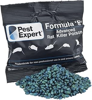 Pest Expert Formula B+ Advanced Rat Bait Killer Poison 800g (8 x 100g) Strongest Single Feed Brodifacoum Fast Acting Control PRIME