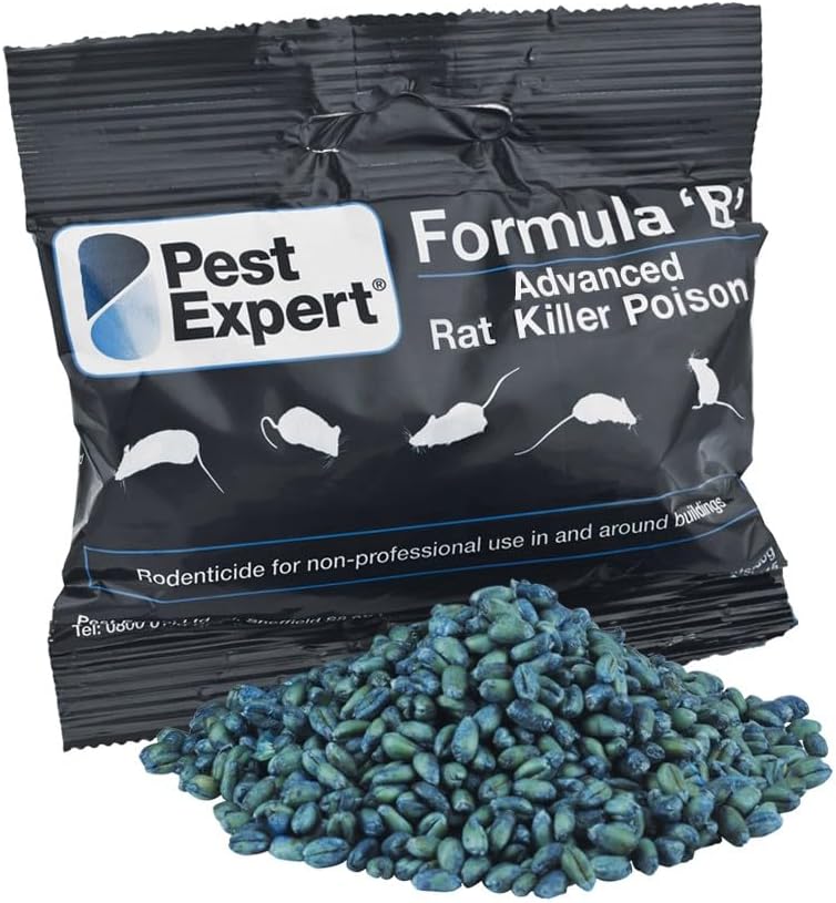 Pest Expert Formula B+ Advanced Rat Bait Killer Poison 800g (8 x 100g) Strongest Single Feed Brodifacoum Fast Acting Control PRIME