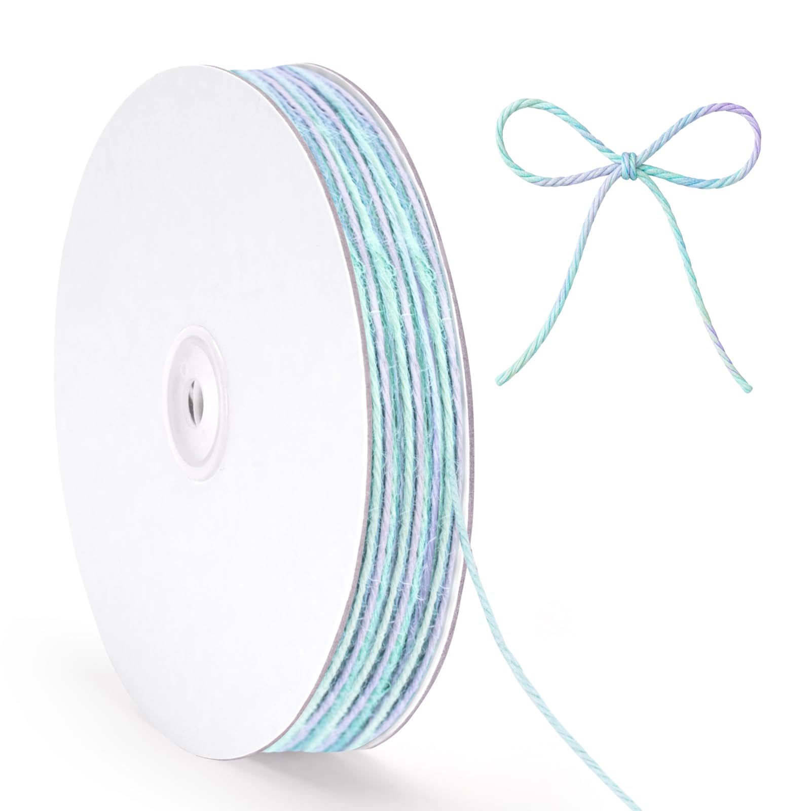 G2PLUS 2MM Gradient Colour Jute Twine, 100M Mint Green Natural Crafting String for DIY Projects, Gift Wrapping, Wedding Decor, Floral Arrangement, Home Decoration, 3 Ply