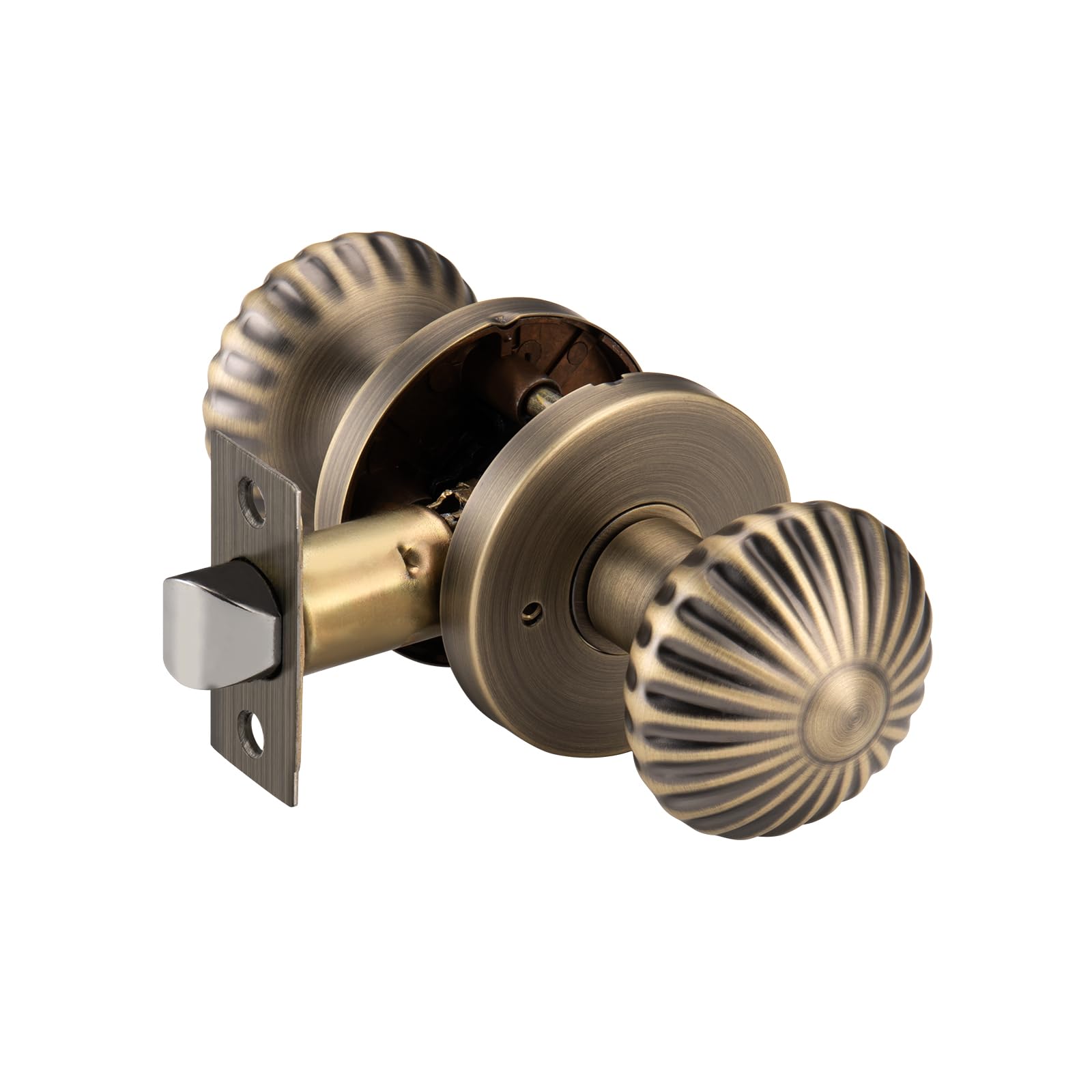 Ncsen Antique Brass Door Knob Interior With Push Lock