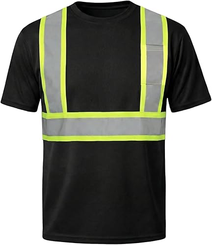 HYCOPROT Hi Vis - Camisas de seguridad de manga corta para hombres y mujeres, camiseta reflectante de alta visibilidad para hombres y mujeres,