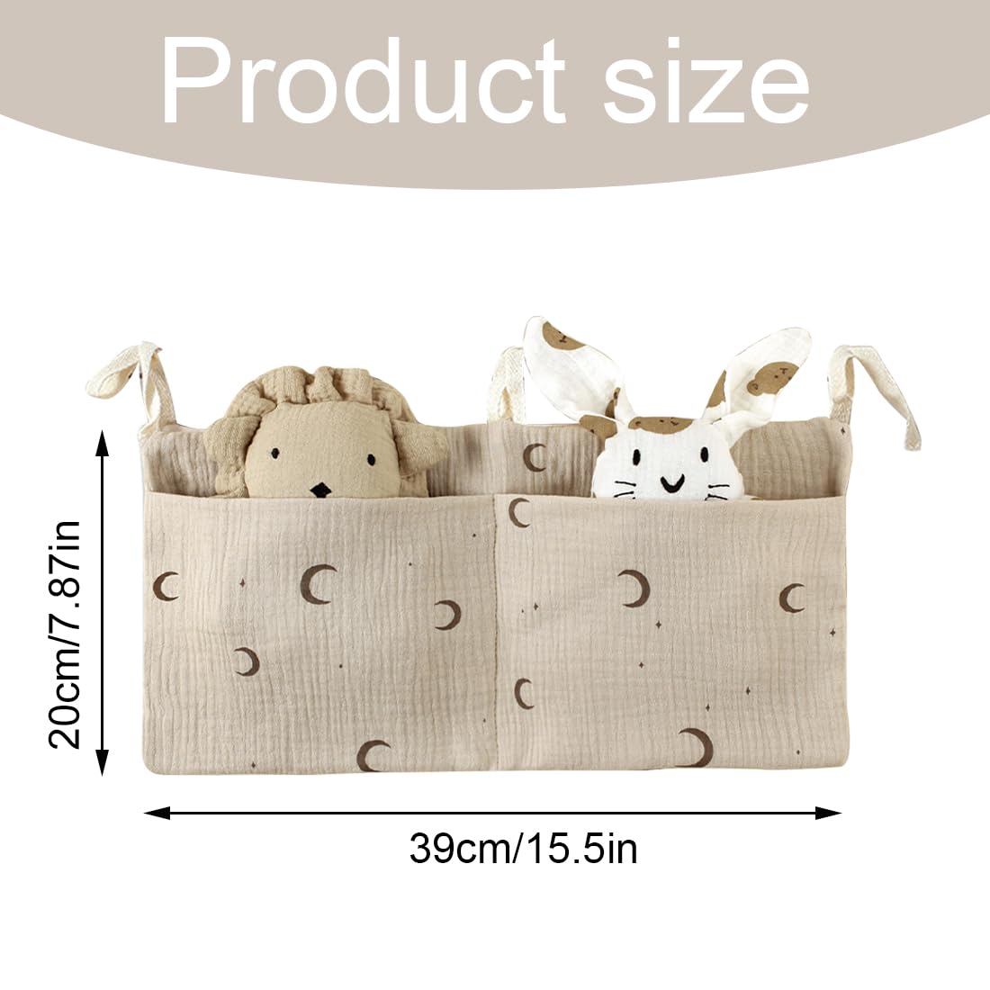 Borsa Appendere per Lettino Borsa Organizer per Neonati con 2 Tasche Organizzatore Pensile per Pannolini per Bambini, Tasche Portaoggetti Letto per Letto Usato per Riporre Vestiti Pannolini Giocattoli