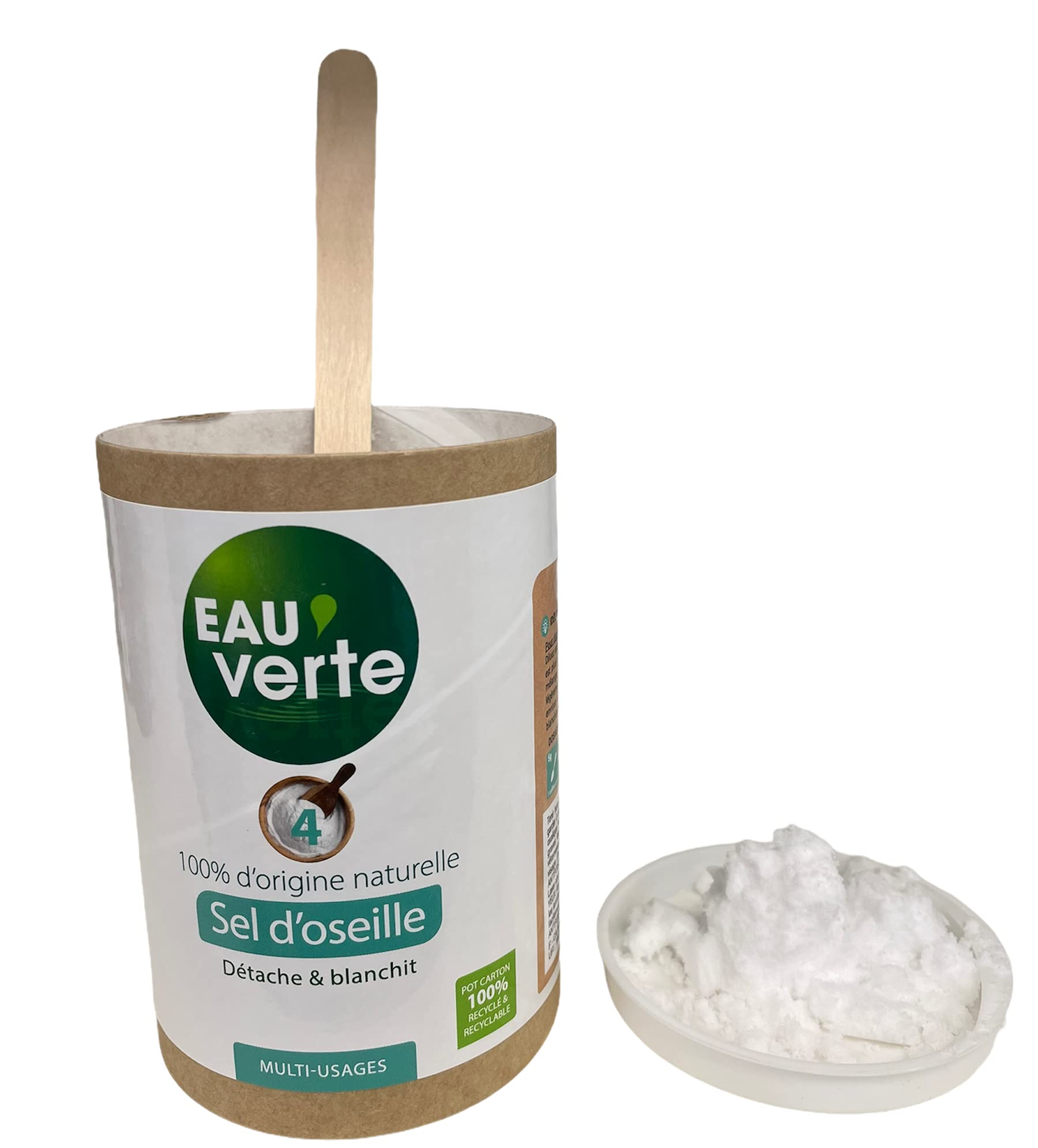 Eau Verte sel d'oseille 400g Pot Carton 100% Recyclé et Recyclable (Cuillère non fournis)