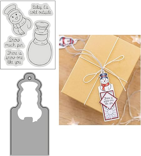 Juego de sellos y troqueles transparentes de muñeco de nieve de invierno para hacer tarjetas, plantillas de corte para álbumes de recortes, álbum de