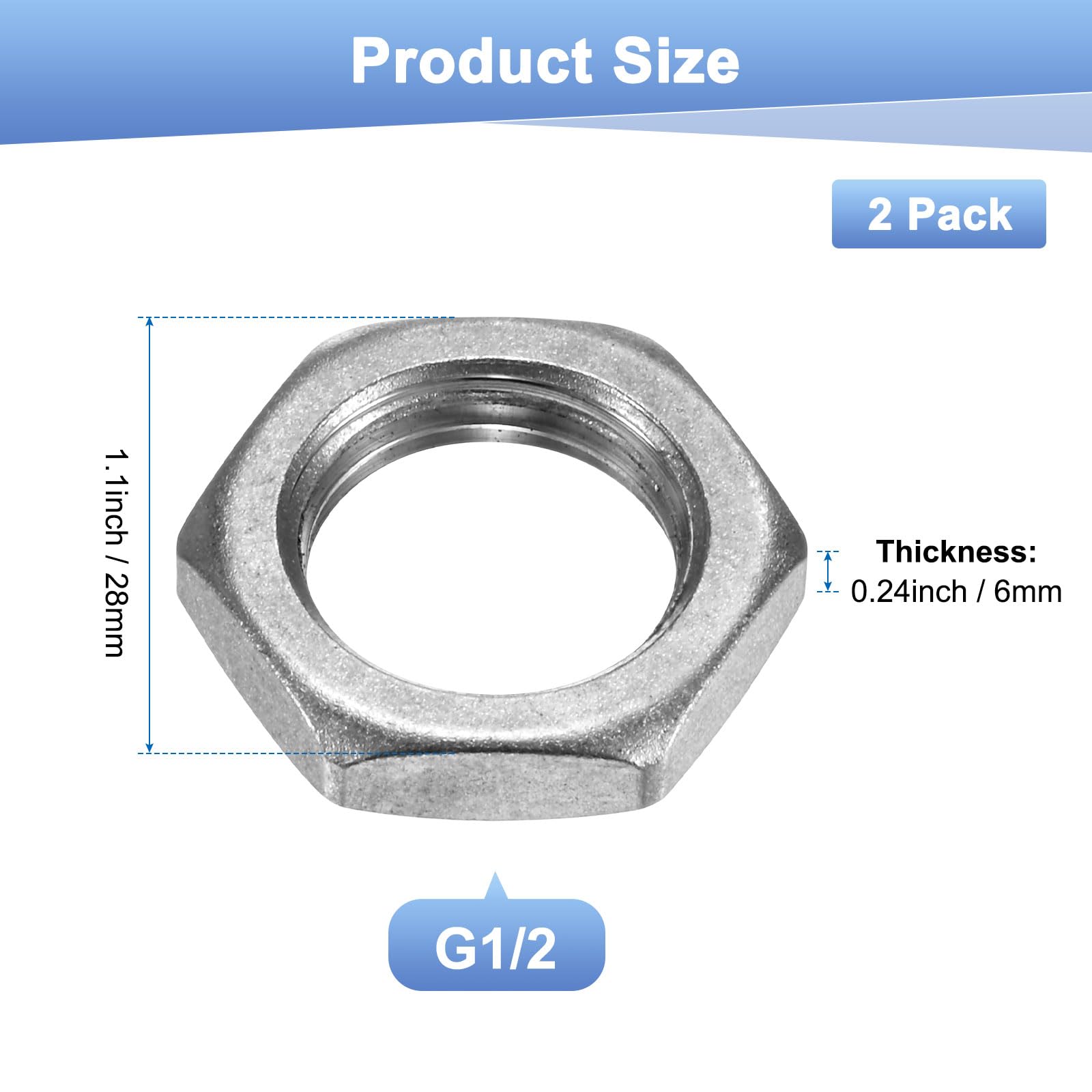 M METERXITY 2-Pack Cast Pipe Fitting Hex Locknut - Image 3