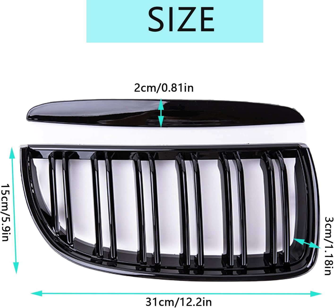 E90 Grille-Front Kidney Grille Double Slats Glossy Black Front Bumper Center Grille Fit for B-M-W 2005-2008 3-Series 323i 325i 328i 328i xDrive 330i 335i 335d 335i xDrive 51137201967,51137201968