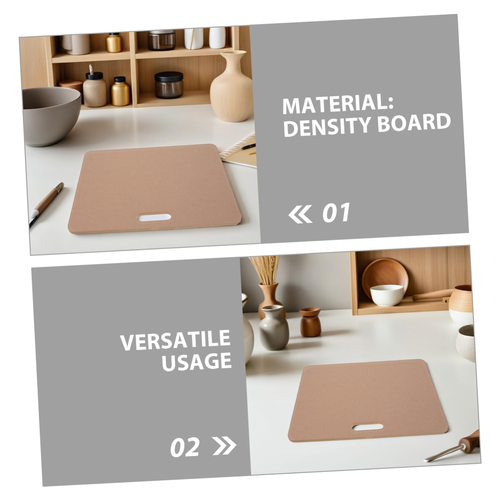 Homoyoyo Planche à Modeler Argile avec Poignée Surface Antiadhésive Bois Plateau de Séchage Réversible pour Poterie et Modelage Main