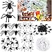 TUPARKA 215 Pcs Halloween Spider Décorations en Plastique avec 2 Pack Toiles d'araignées en Plastique de Styles de Toile d'araignée 5 pour des décorations de fête de Halloween