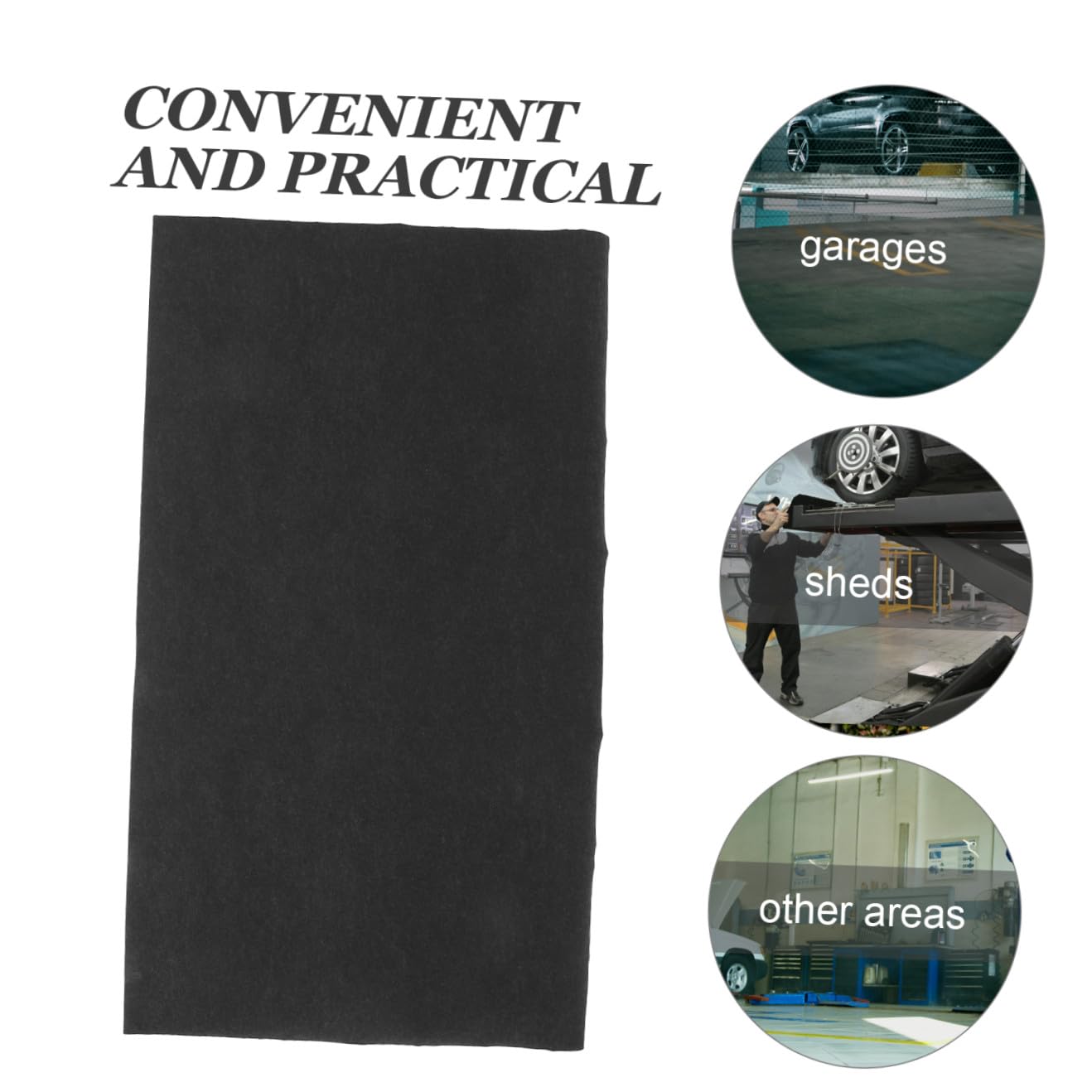 Ölauffangmatte für Garage aus Chemiefaser Filz, Schwarz | Wasseraufnahme, Rutschhemmende Ausführung, Schutz für Garagenboden, Geeignet für Schuppen und Weitere Bereiche