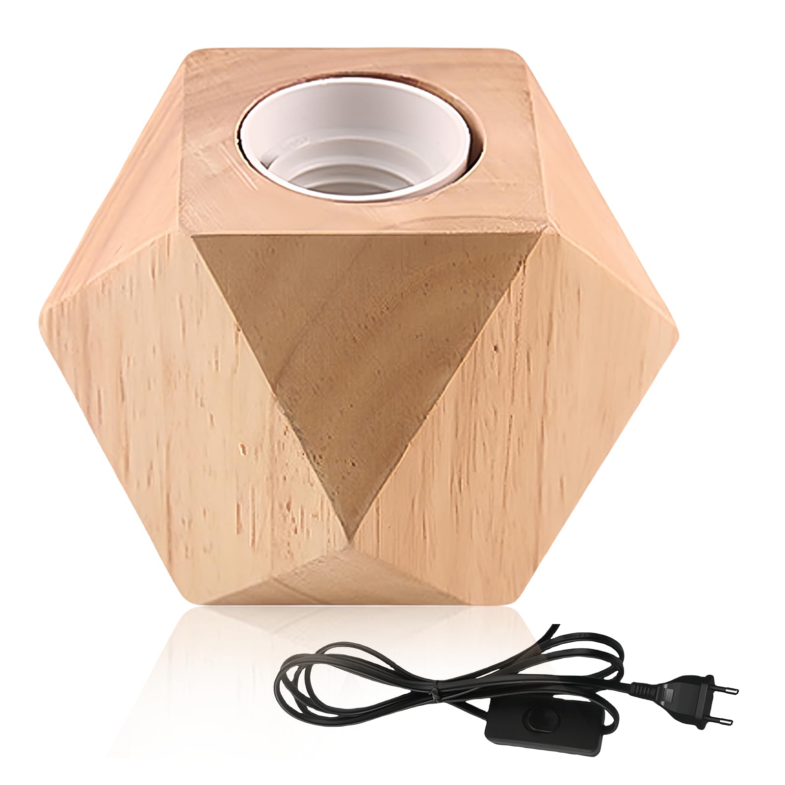 Lot De 2 Lampes De Chevet En Bois - Design Diamant, Douille E27, Prise UE | Ambiance Chaleureuse