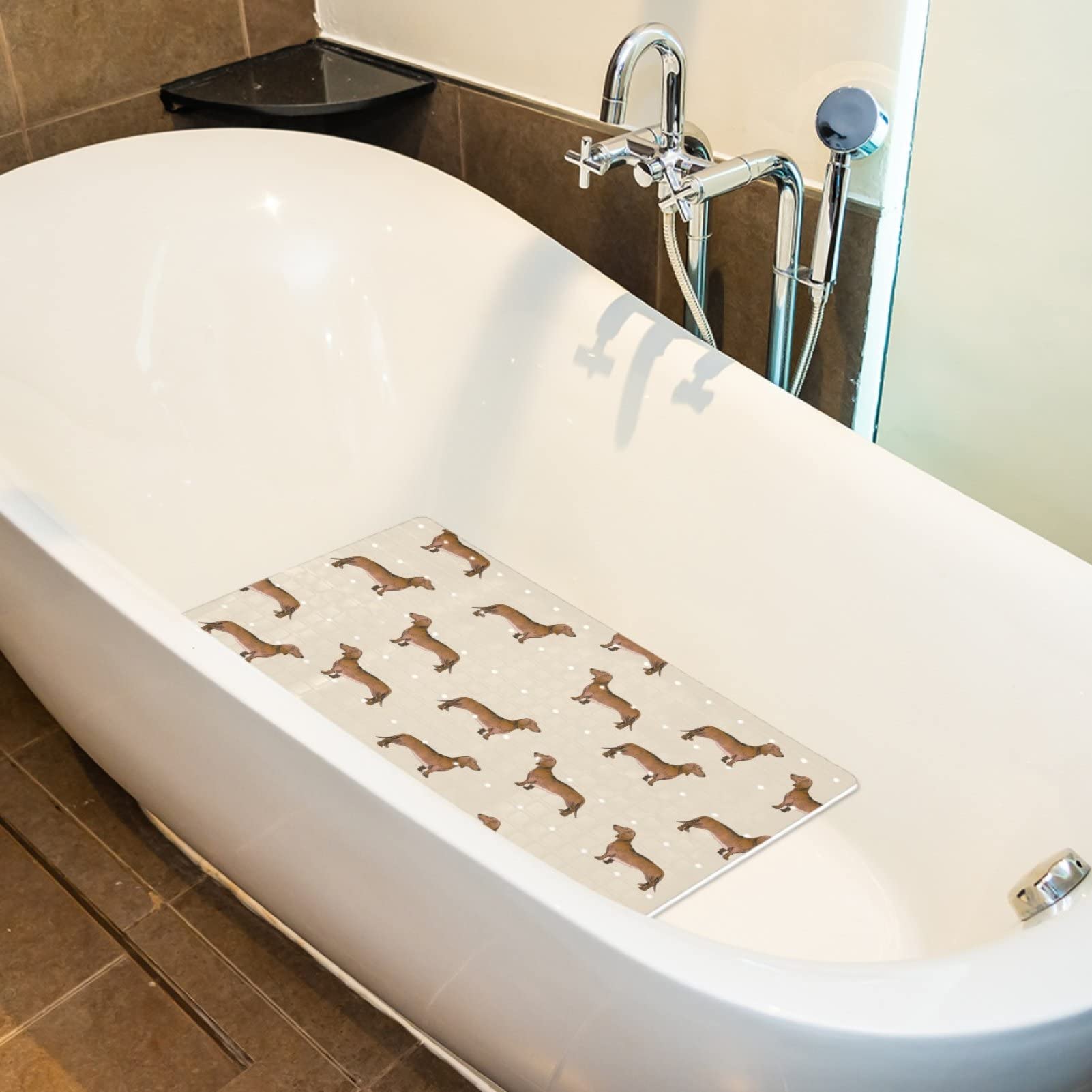Badewannenmatte Rutschfest – Mit Saugnäpfen & Abflusslöchern, 70,1x38,1 Cm, TPE-Material