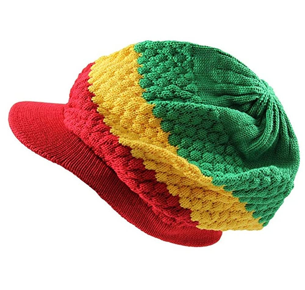 CRAZY Lizard Rasta Hat for Dreadlocks.Beanie hat with Rasta Stripe.(RH4) Mens Tams. Jamaican Style Hats for Men and Women.