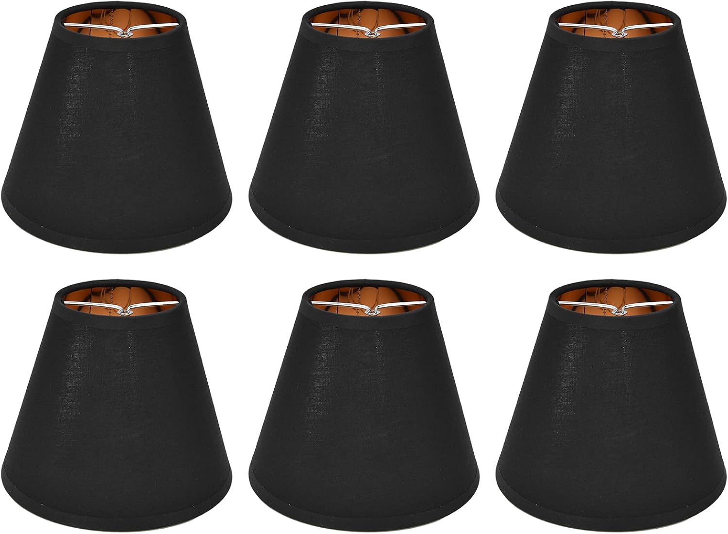 6Pcs Small Lamp Shades, E14 Black Fabric Clip on Bulb Lamp Shade Mini Lampshade Replacement for Chandelier Table Floor Wall Lamp Home Decor, 3.3 x 6.0 x 4.7in