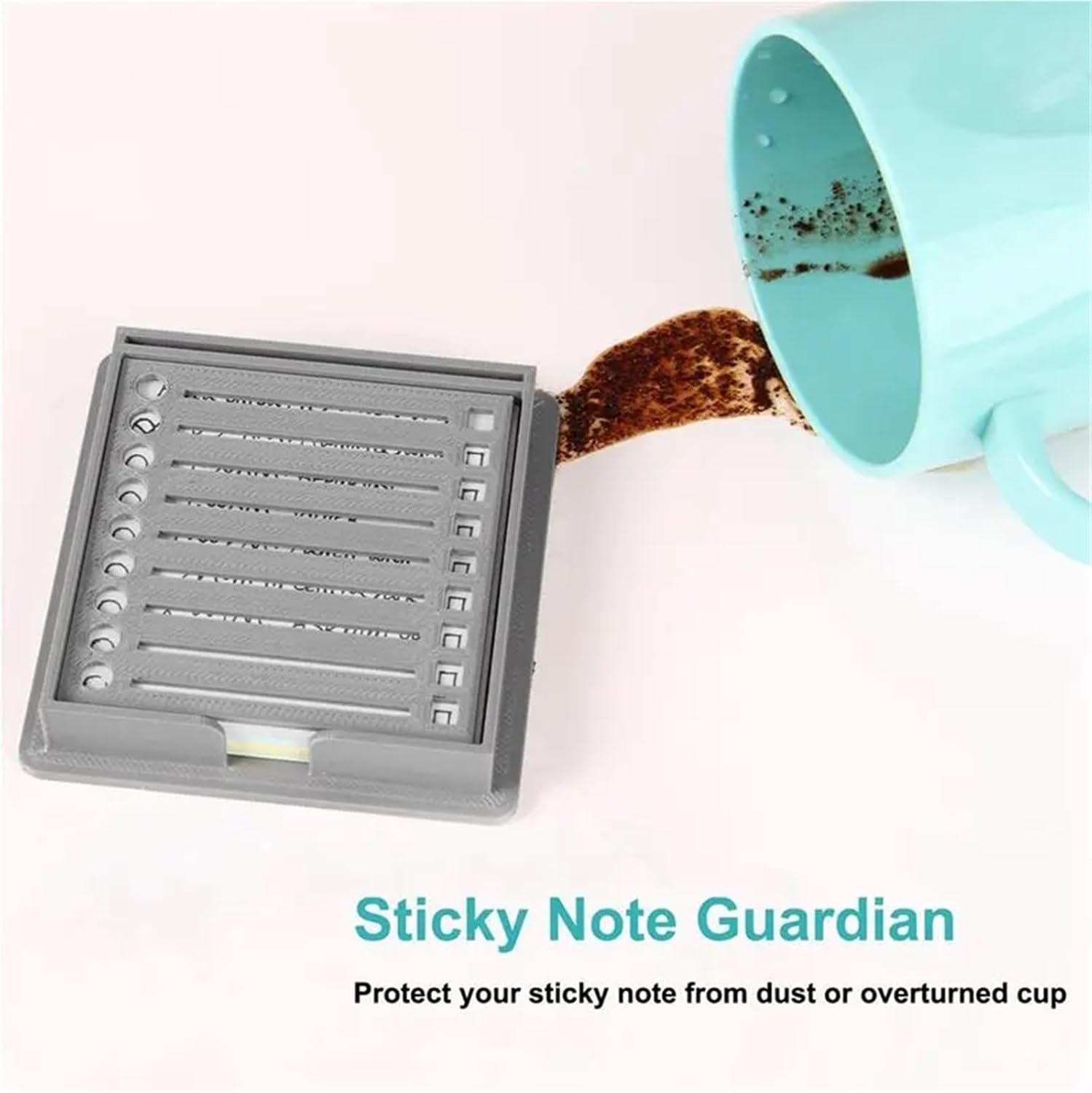 Sticky Note Holder 4PCS Sticky Note Holder Template Box Storage Office Study Gray Black