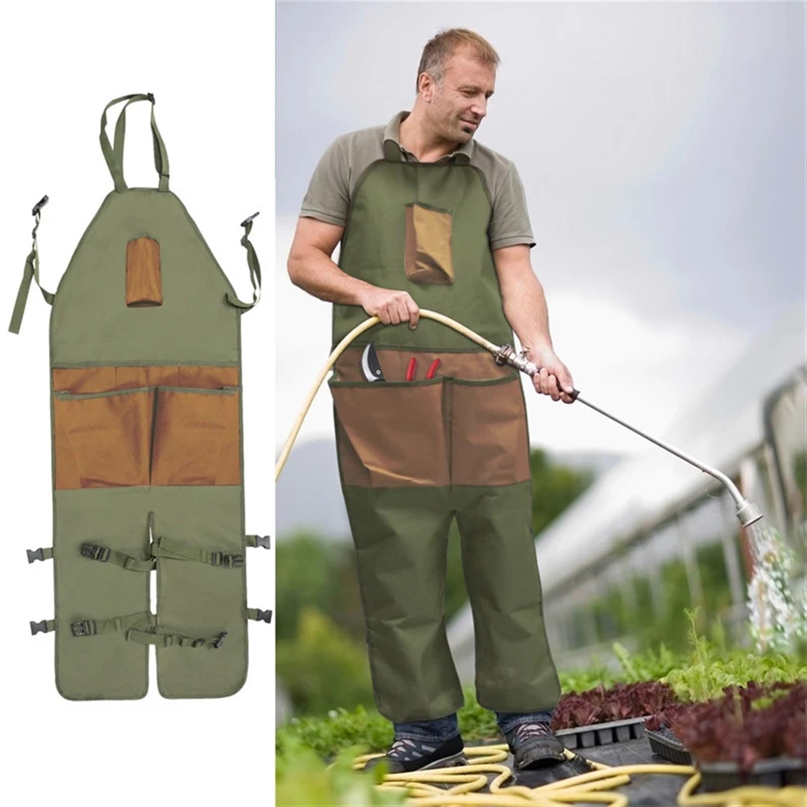 Delantal de Trabajo con Bolsillos Delantal de corte for hombre y mujer, ropa trabajo, mono, limpieza del hogar, jardinería, tela Oxford multifuncional, bolsa almacenamiento herramientas