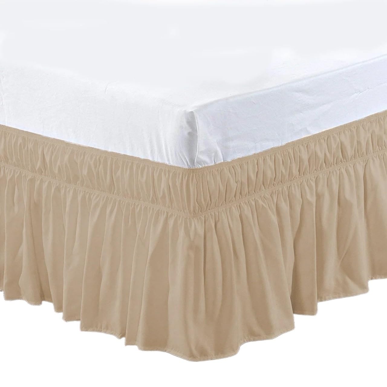 ZiYouao Bed Skirt Elastic Bed Ruffles Bed Skirt Soft Comfortable Wrap Around Fade Resistant Solid Color Bed Skirts Twin Full Queen King Size Bed Base Cover(Brown,King 203x198x40cm)