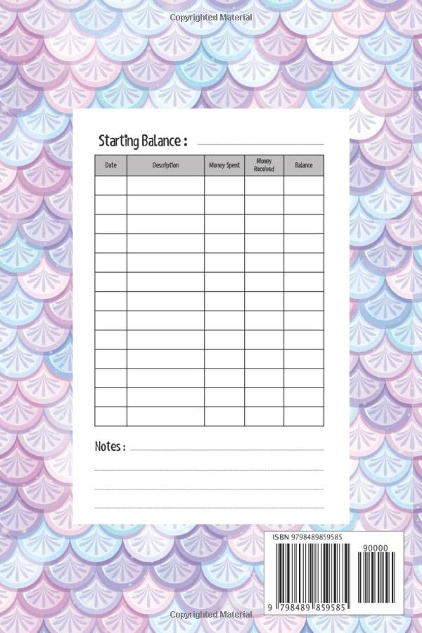 My Money Log Book: Money Education , Mermaid Themed 5 Column Savings account Ledger book, Allowance & Spending and Saving Goal Tracker for kids - Image 2